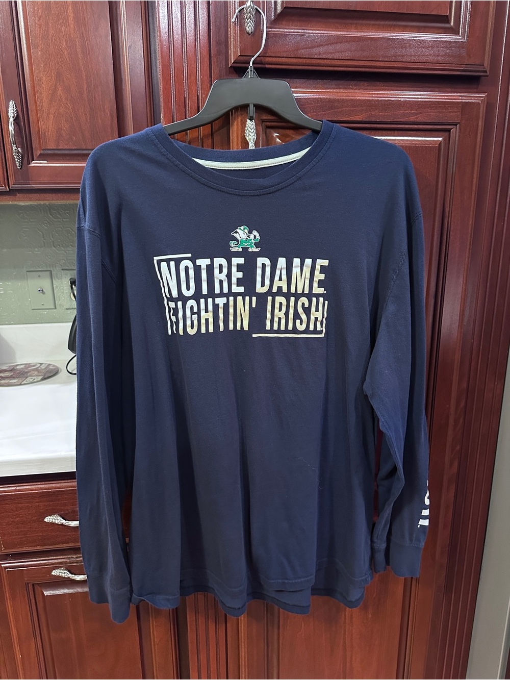 Unisex Coliseum 3X Notre Dame Fightin' Irish Long Sleeve Tee - Navy